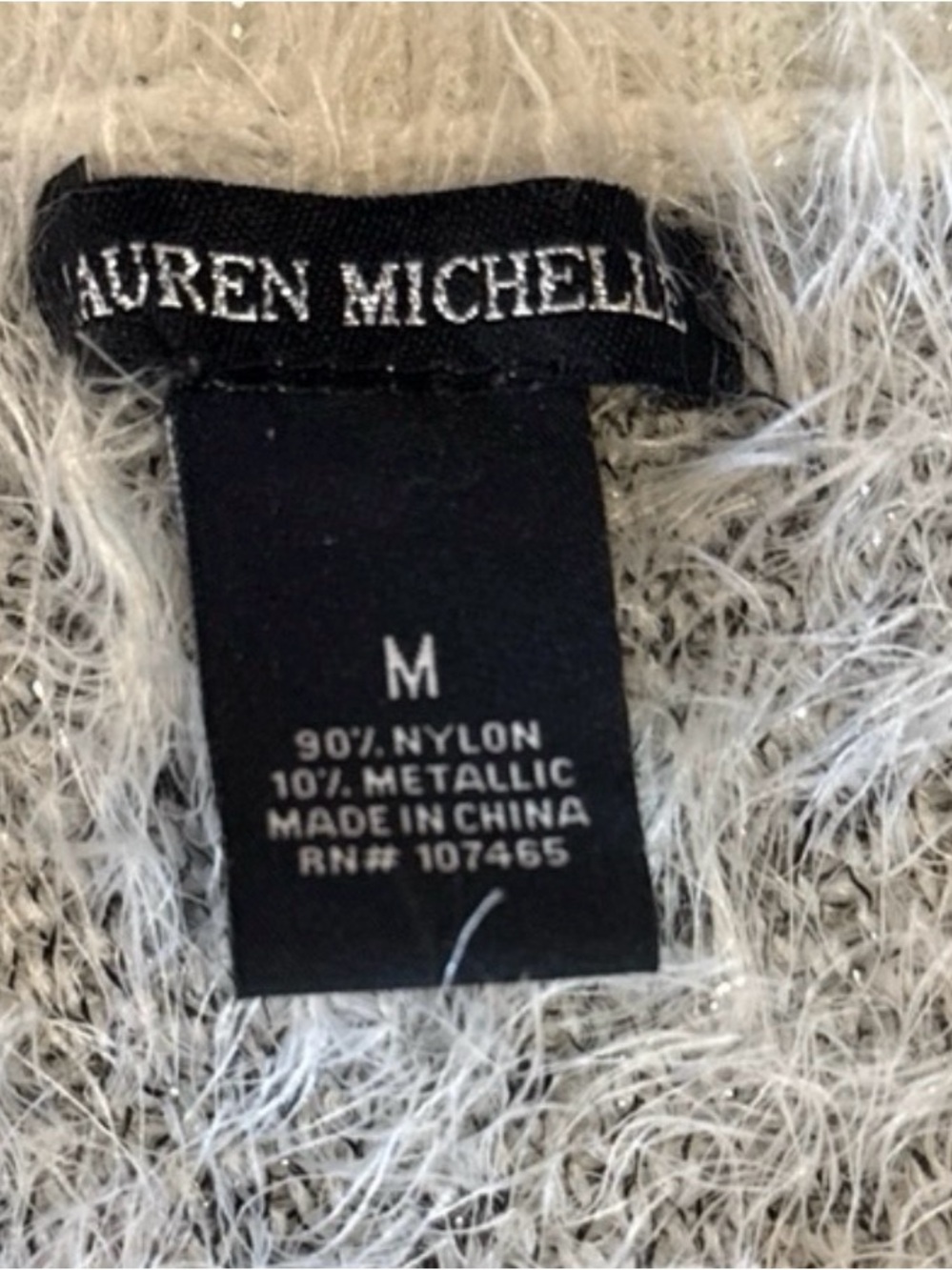 Lauren Michelle white Fuzzy Cardigan with Gray Pattern - Picture 4 of 4
